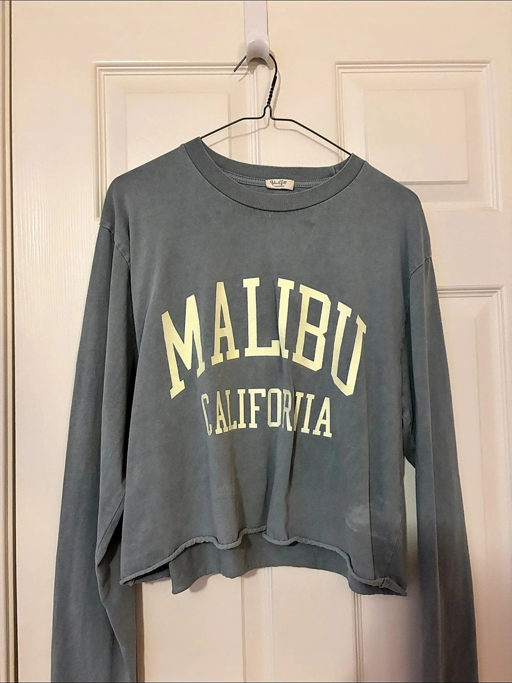 Brandy Melville John Galt Malibu California Long Sleeve Top in Gray